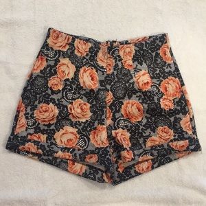 High waisted rose shorts